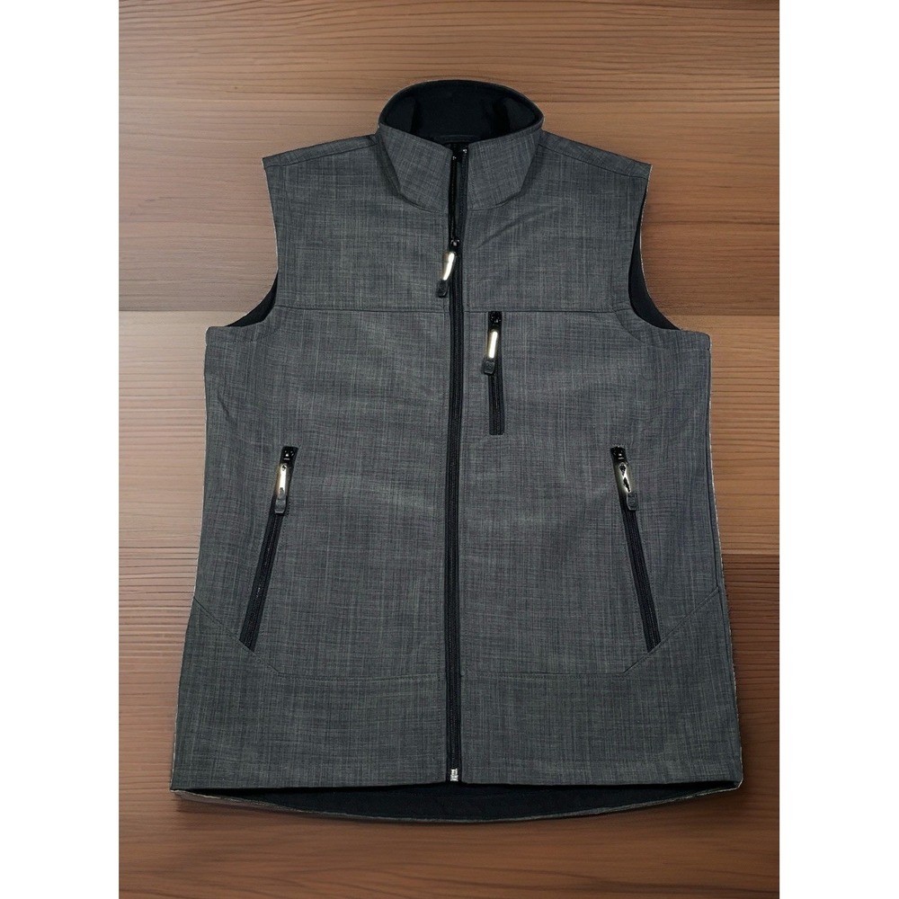 Roper‎ Western Softshell Vest Men Medium Fleece Lined Gray Reflective Full Zip